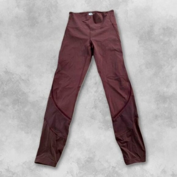 Lululemon Leggings High Waist Sweat Wicking Lightweight Activewear Burgundy W 4 - Picture 1 of 3